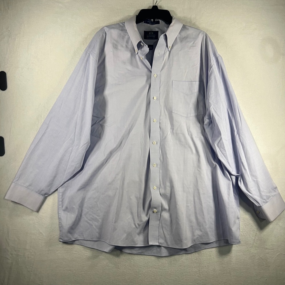 Stafford Super Shirt Wrinkle Free Pinpoint Oxford Button Down Mens 18.5 36-37